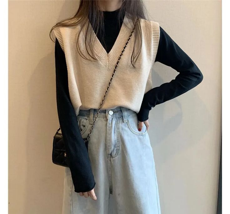 Margot V-Neck Sweater Vest & Mock-Neck Layering Top Multi 1