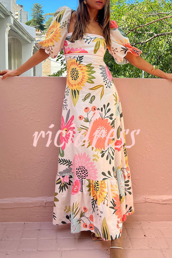 Margot Floral Maxi Dress White 1