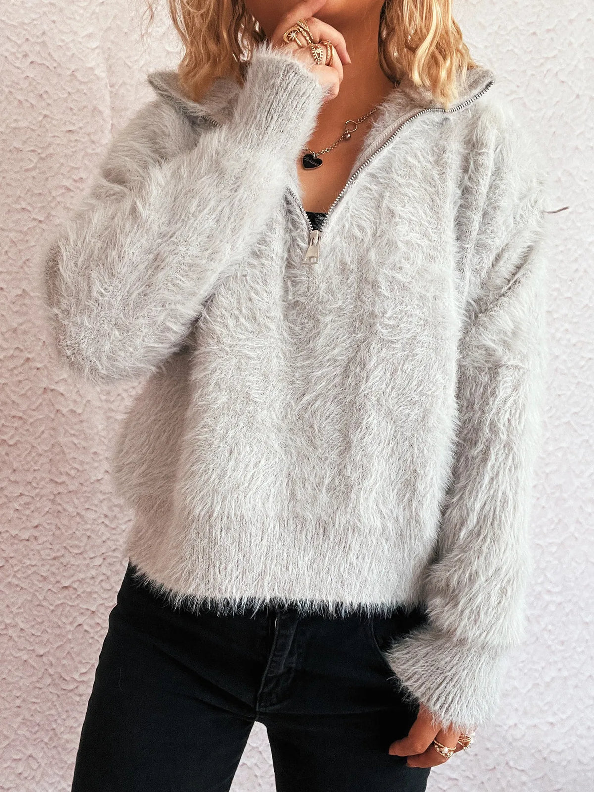 Sabine Half-Zip Knit Sweater Blue 2