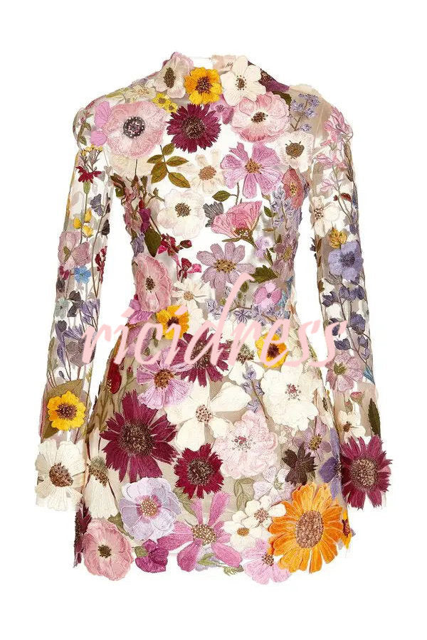 Ophelia Floral Appliqué Backless Mini Dress Pink 8