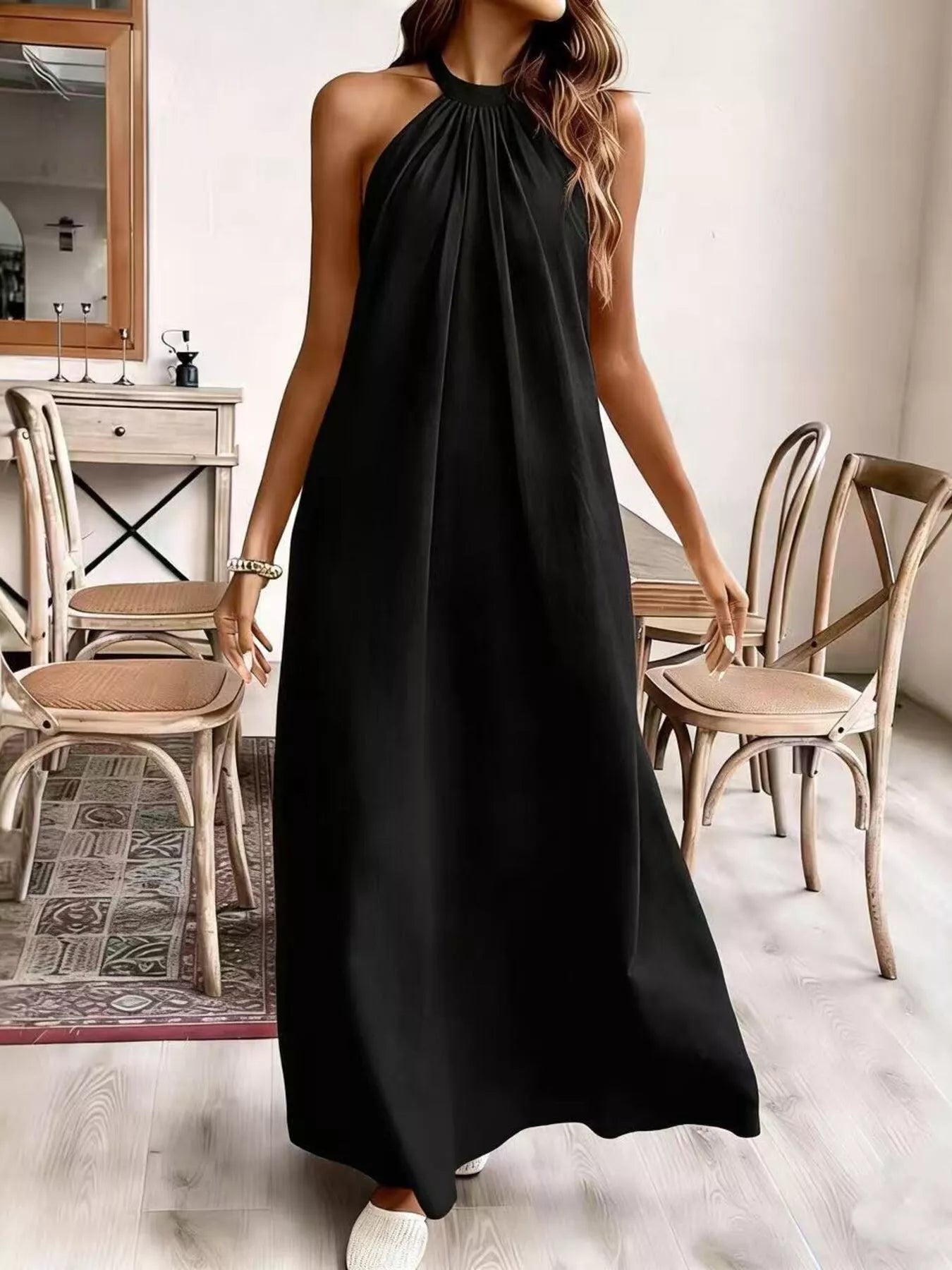 Margot Halter Maxi Dress in Cream Cream White 3