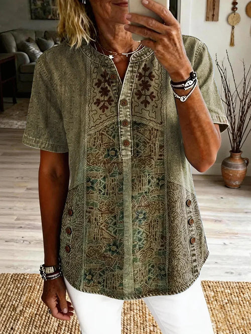 Wilhelmina Art Print Linen Shirt Dress Multicolor 1