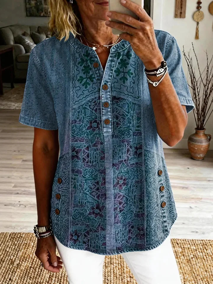 Wilhelmina Art Print Linen Shirt Dress Multicolor 2