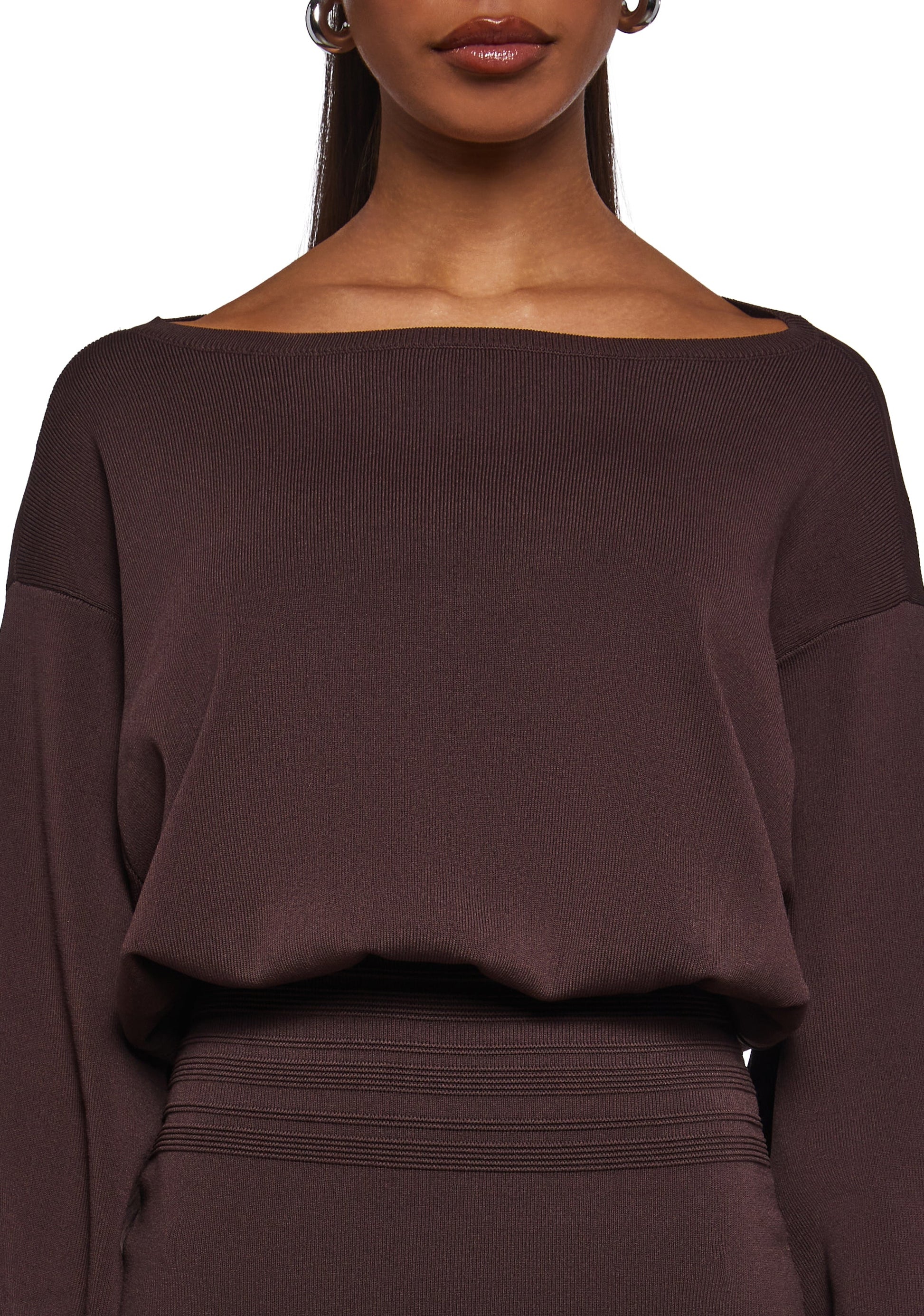 Arabella Luxe Mini Dress in Chocolate BROWN 5