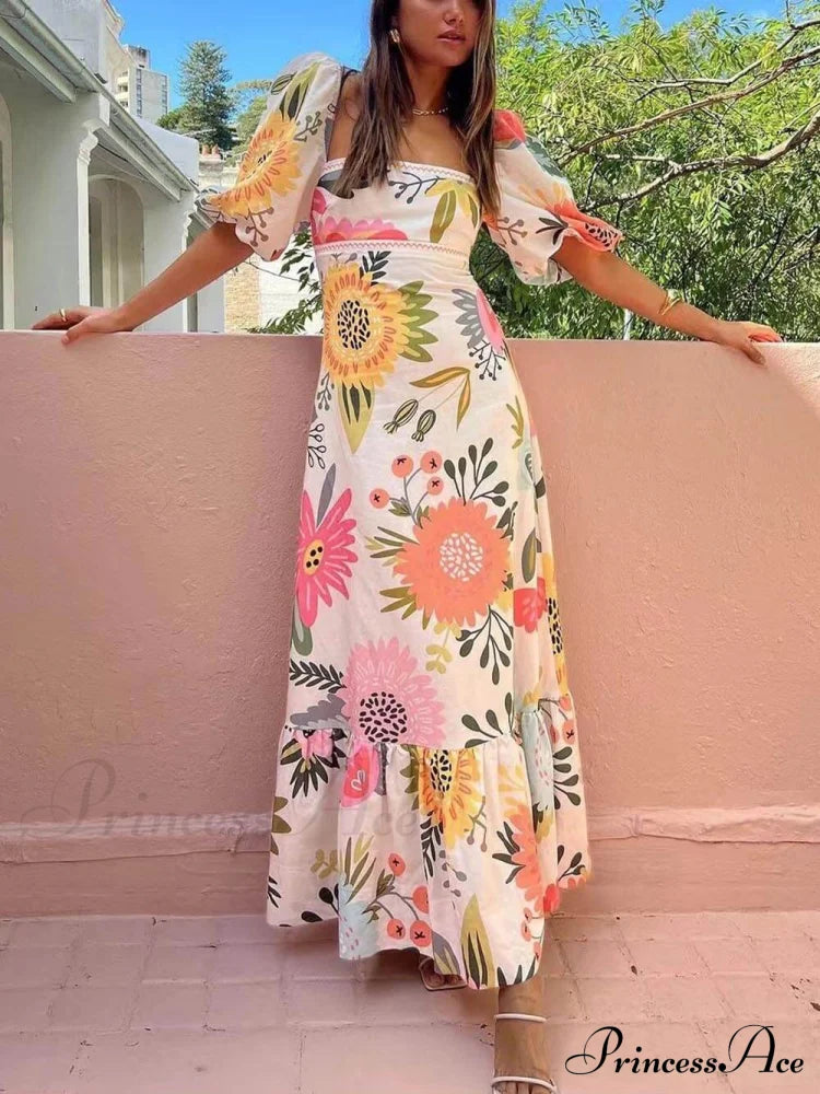 Henriette Floral Maxi Dress White 1
