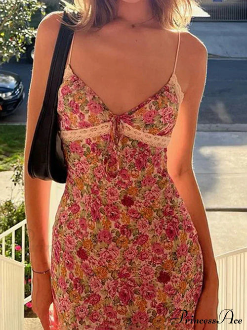 Valentina Floral Spaghetti Strap Maxi Dress Pink 1