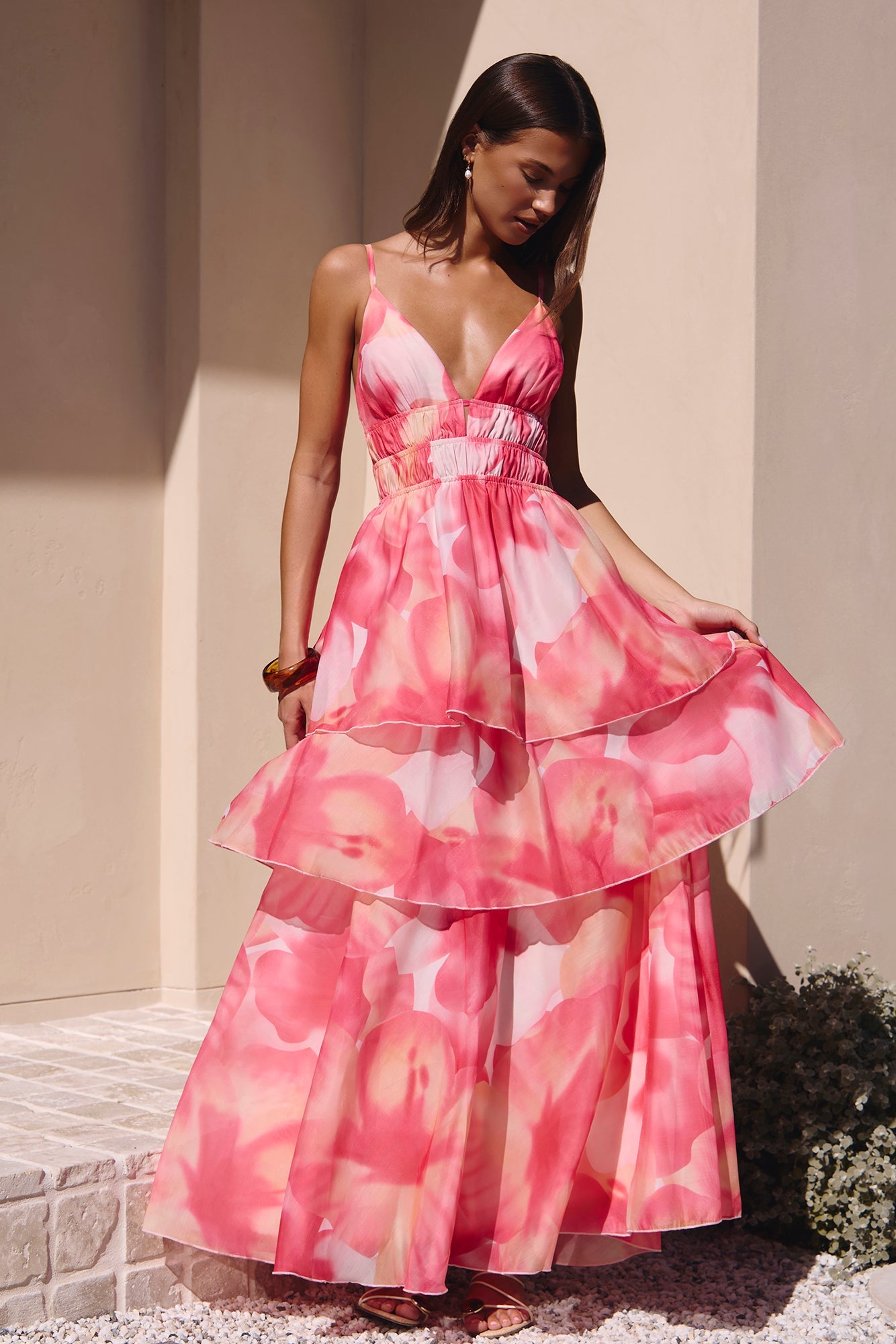 Valentina Silk Maxi Dress in Blush 6