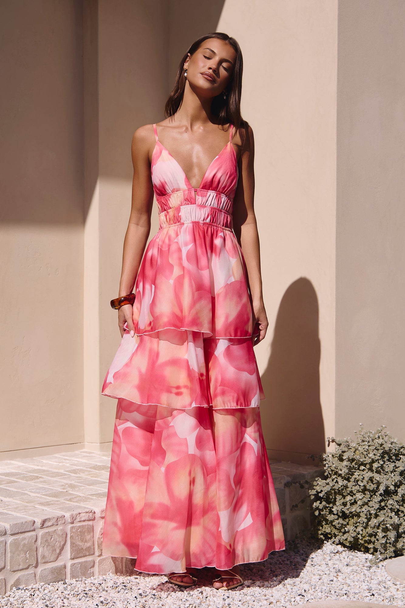 Valentina Silk Maxi Dress in Blush 3