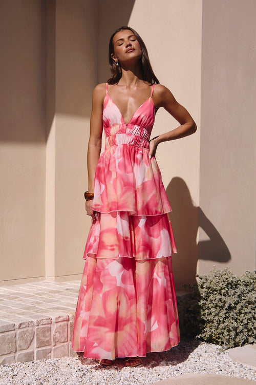 Valentina Silk Maxi Dress in Blush 1