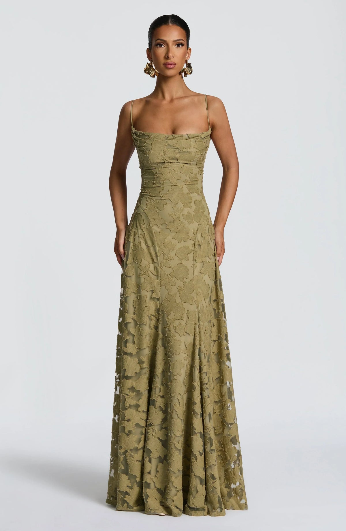 Calliope Flowing Maxi Dress Sage 2