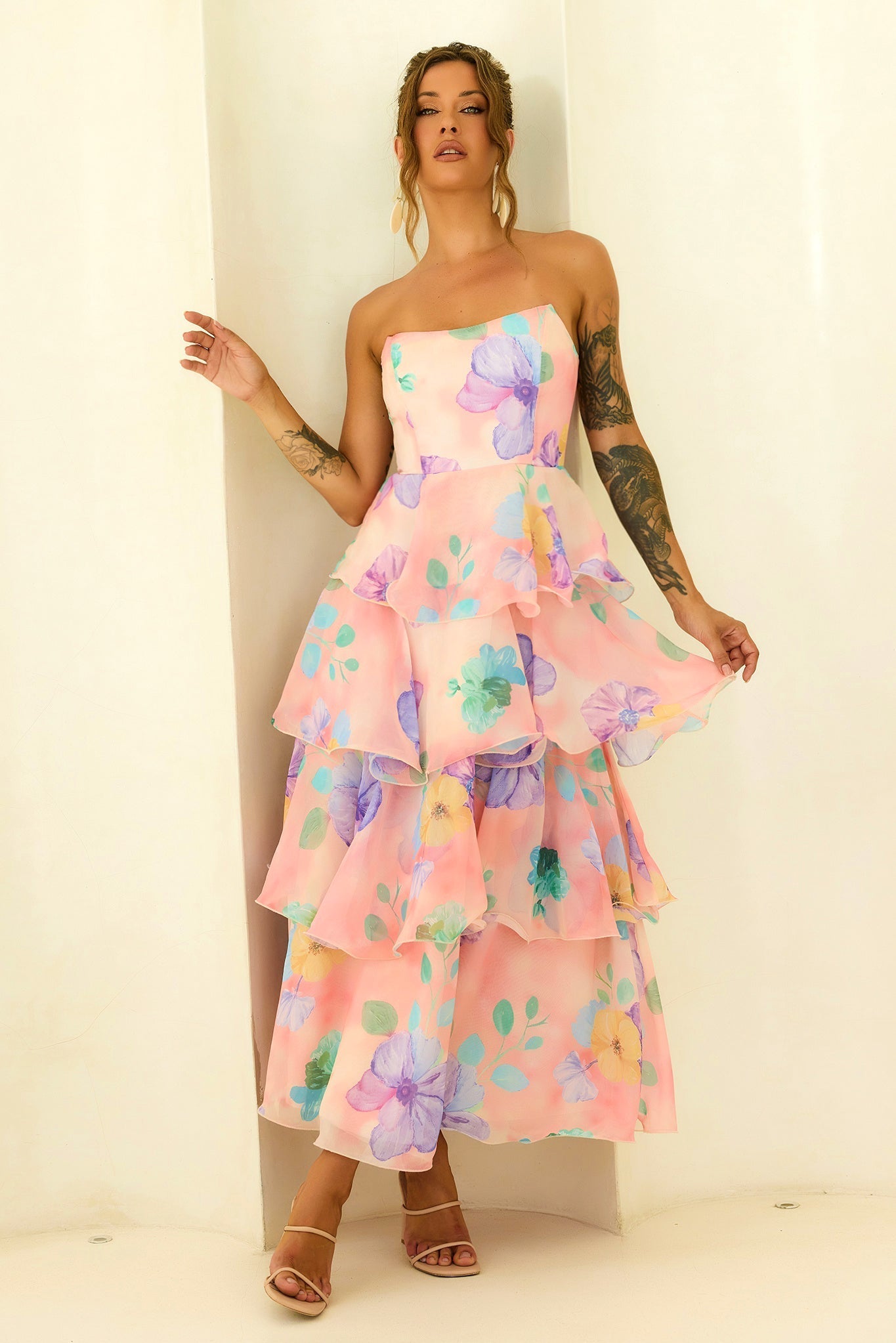 Arabella Chiffon Maxi Dress in Yellow Multi Yellow Multi 9