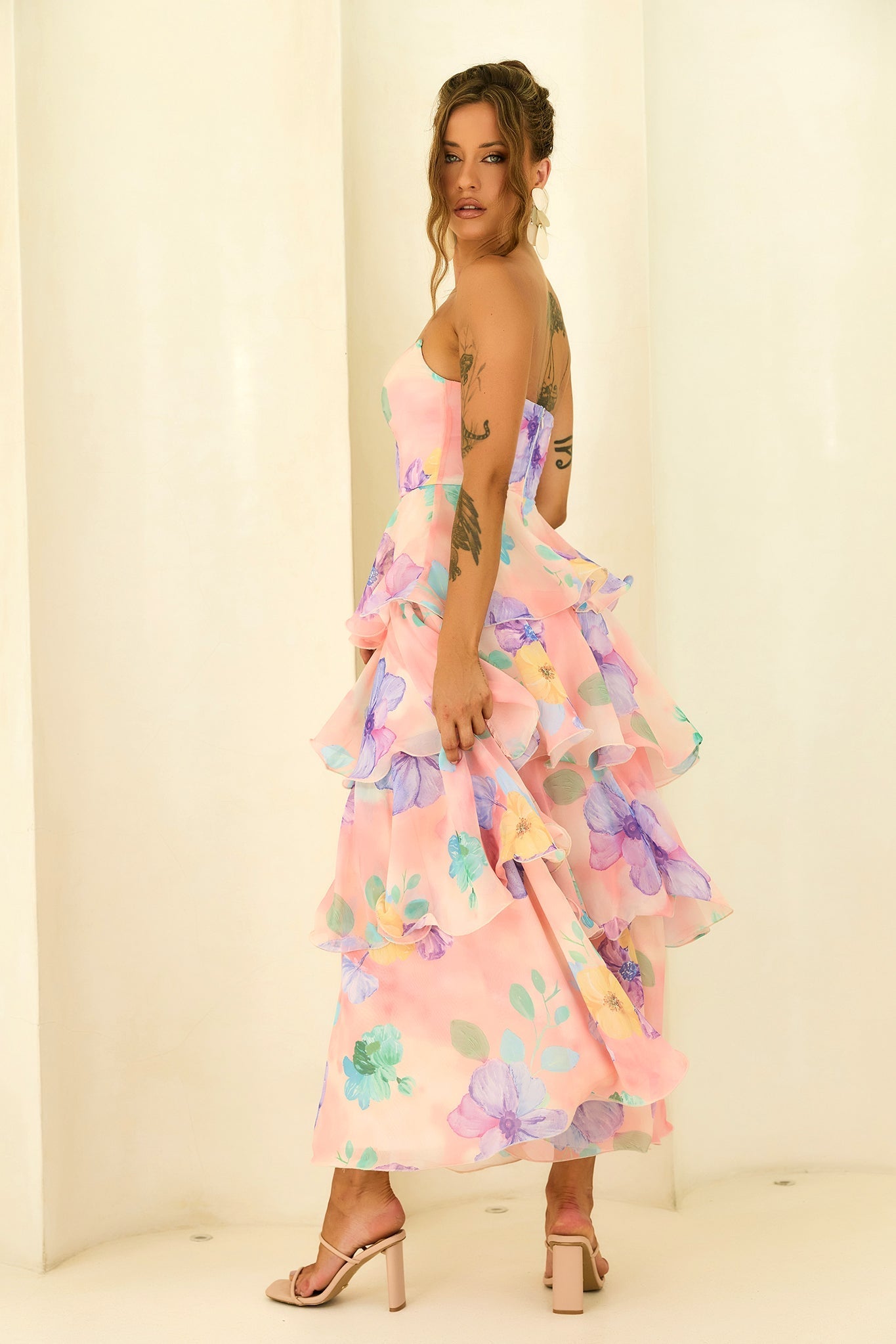 Arabella Chiffon Maxi Dress in Yellow Multi Yellow Multi 10