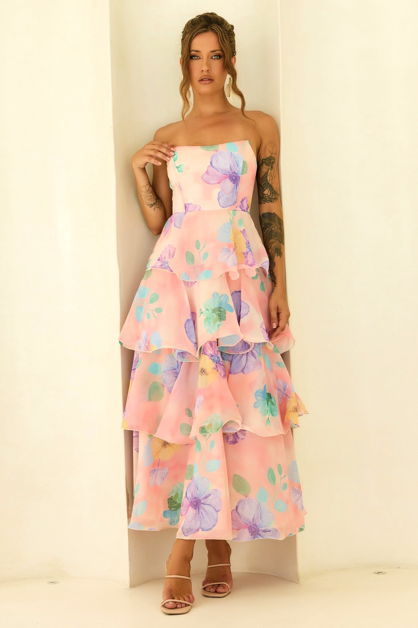 Arabella Chiffon Maxi Dress in Yellow Multi Yellow Multi 12