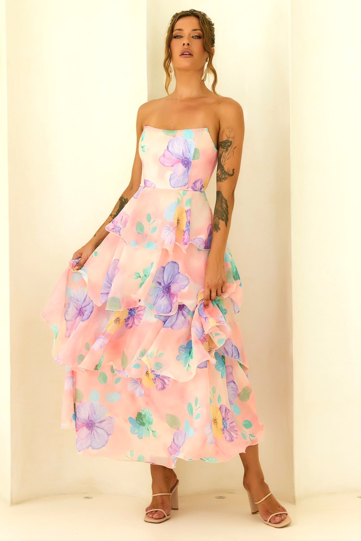 Arabella Chiffon Maxi Dress in Yellow Multi Yellow Multi 16
