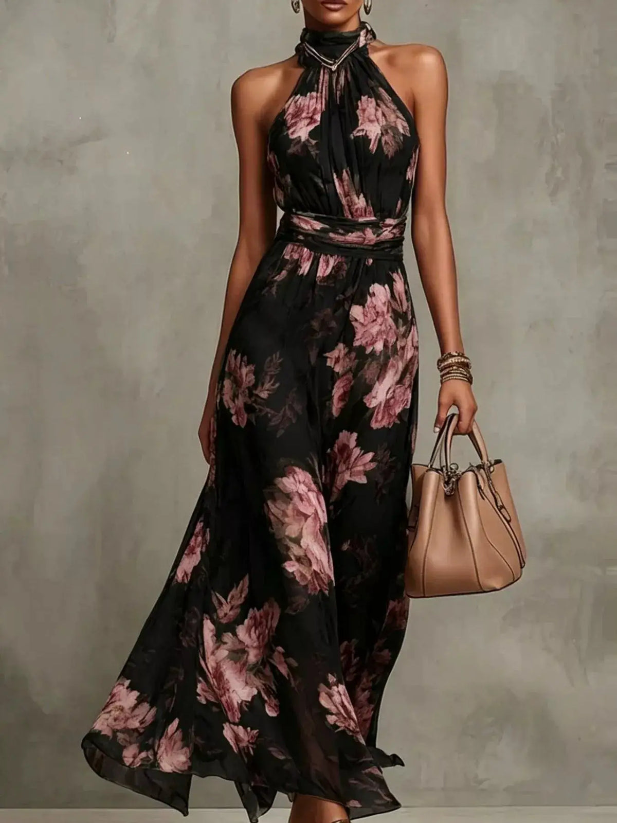 Valentina Floral Maxi Dress Light Blue 1