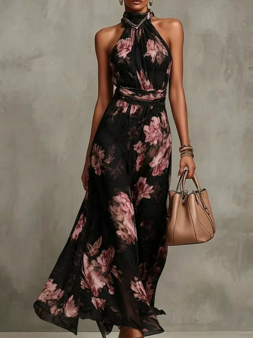 Valentina Floral Maxi Dress Black 1