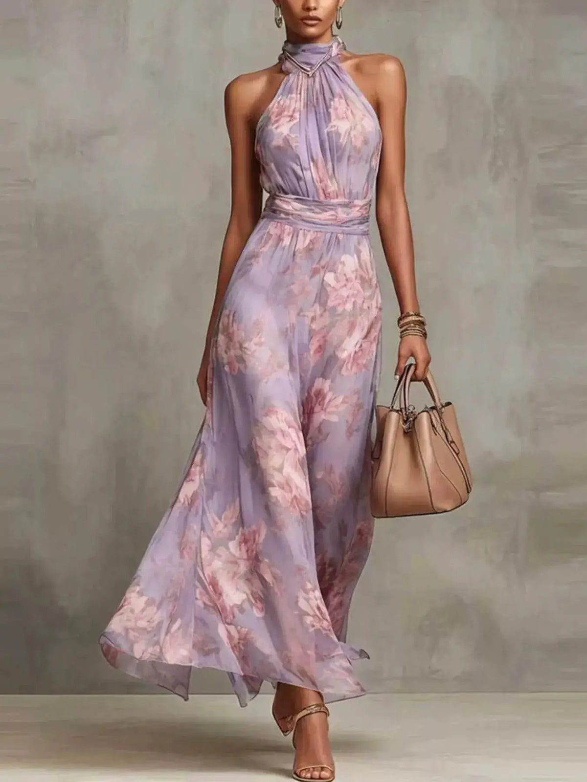 Valentina Floral Maxi Dress Light Purple 6