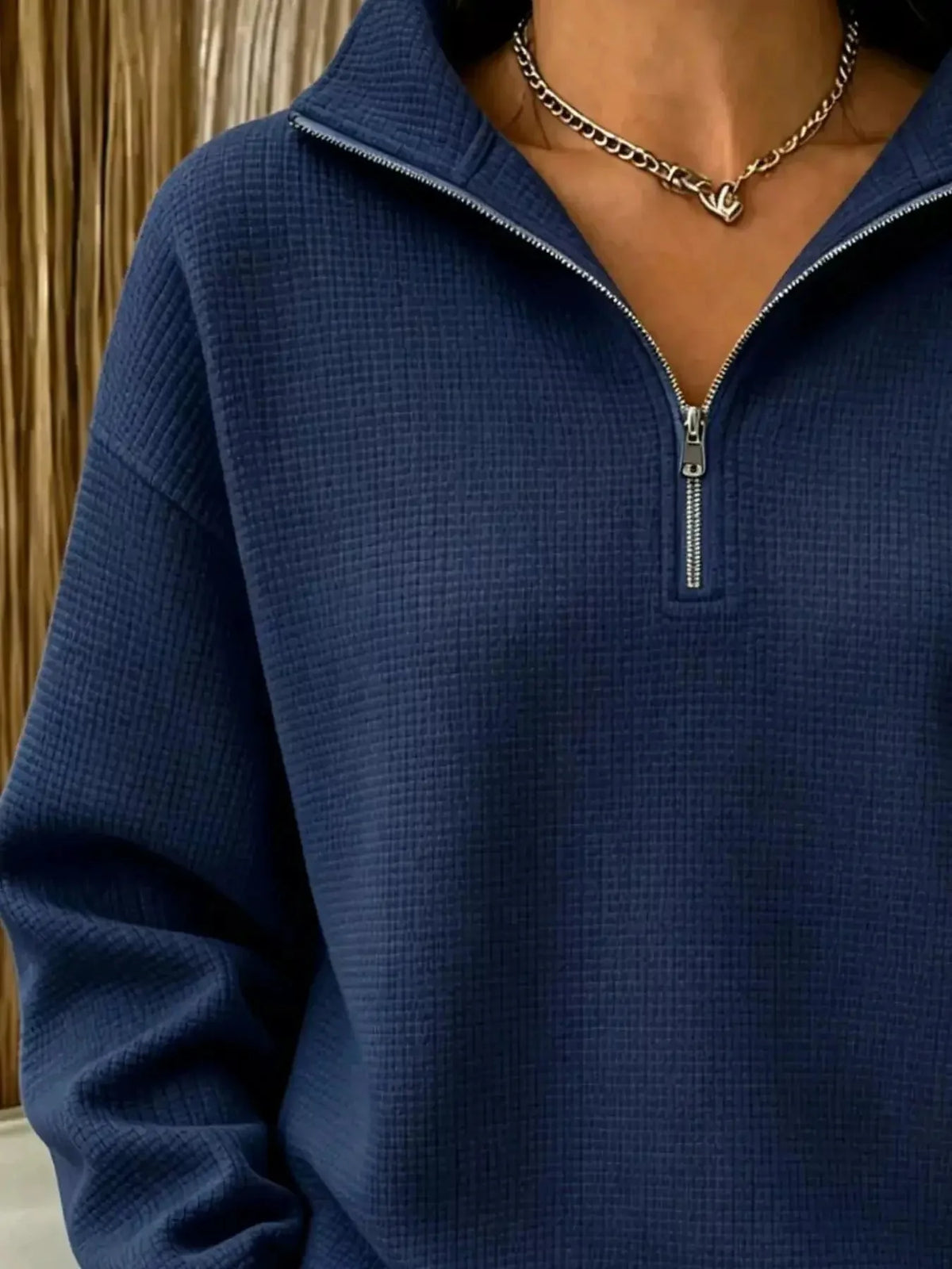 Beatrix Waffle Knit Quarter-Zip Sweater Yellow 2