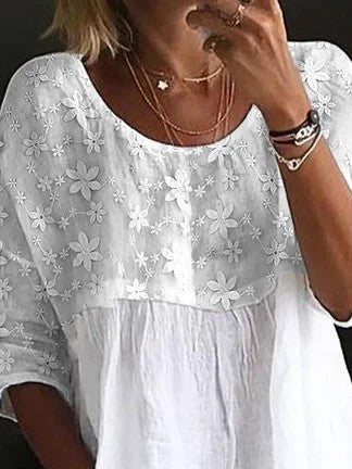 Fenna Lace Patchwork Shirt Dress Blue 3