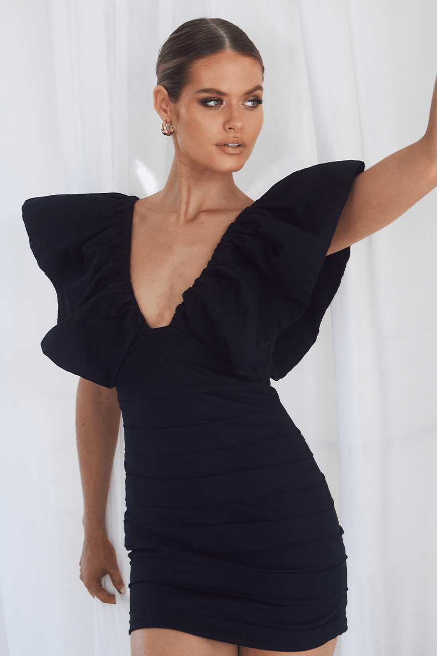 Genevieve Mini Dress in Blush Black 6