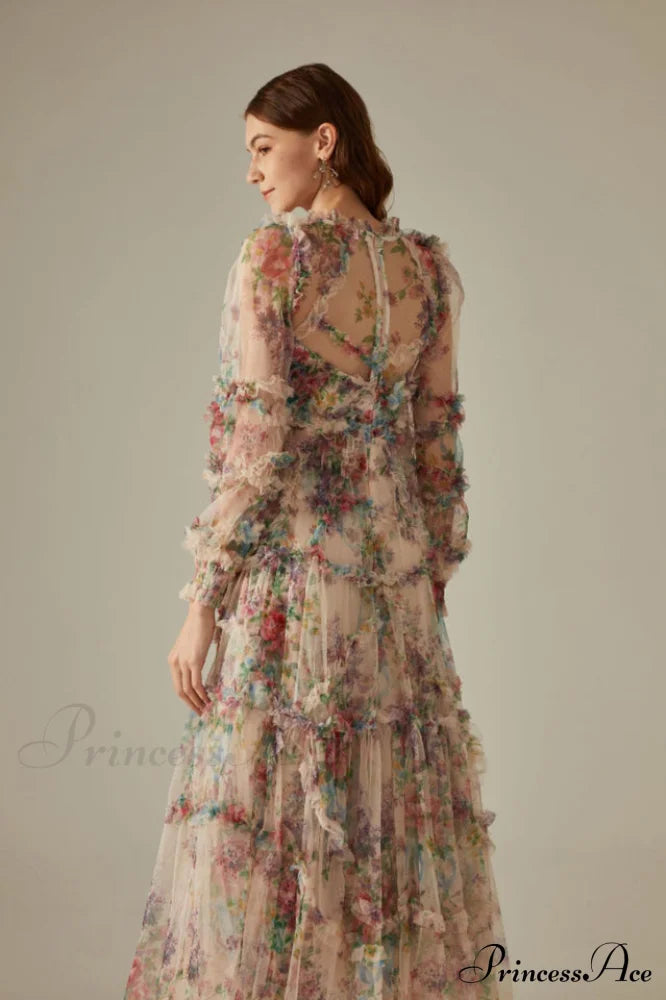Georgina Ruffle Maxi Dress Black 2