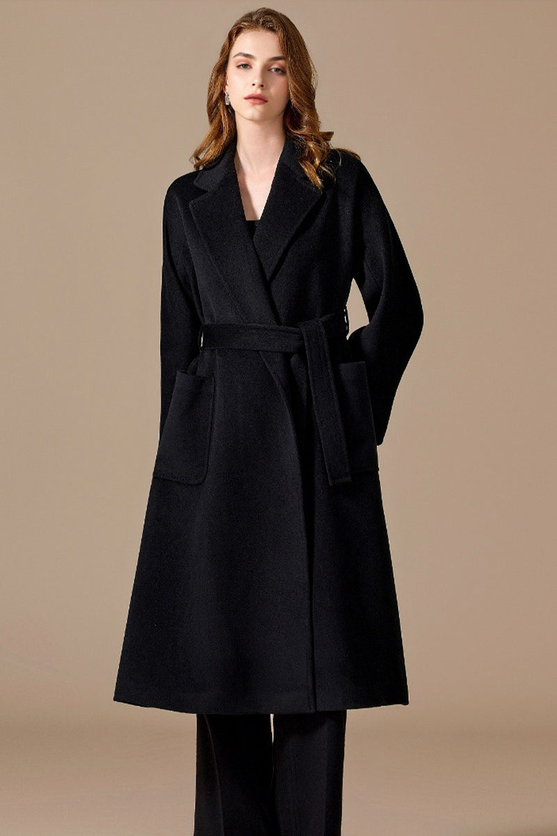 Margot Cashmere Wrap Coat Black 5