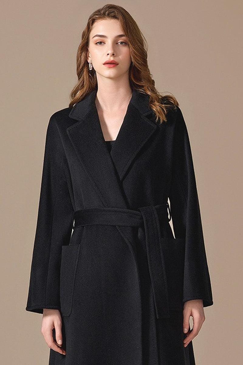 Margot Cashmere Wrap Coat Black 7