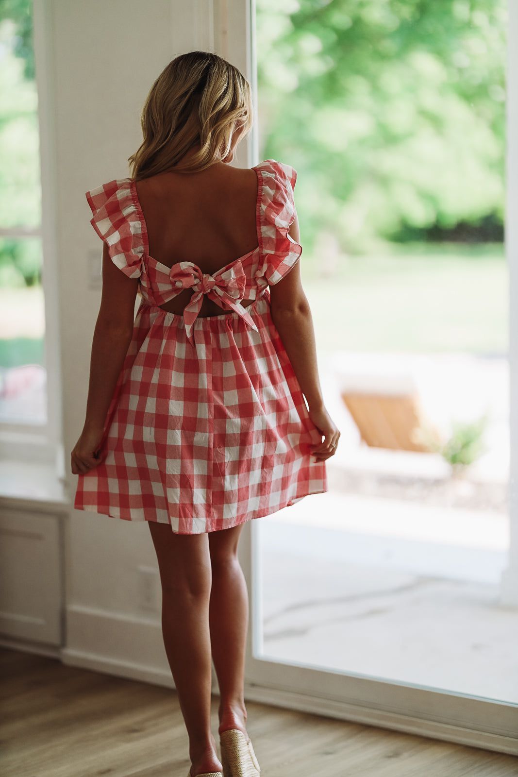 Margot Plaid Babydoll Dress Pink and White (FINAL SALE) 3