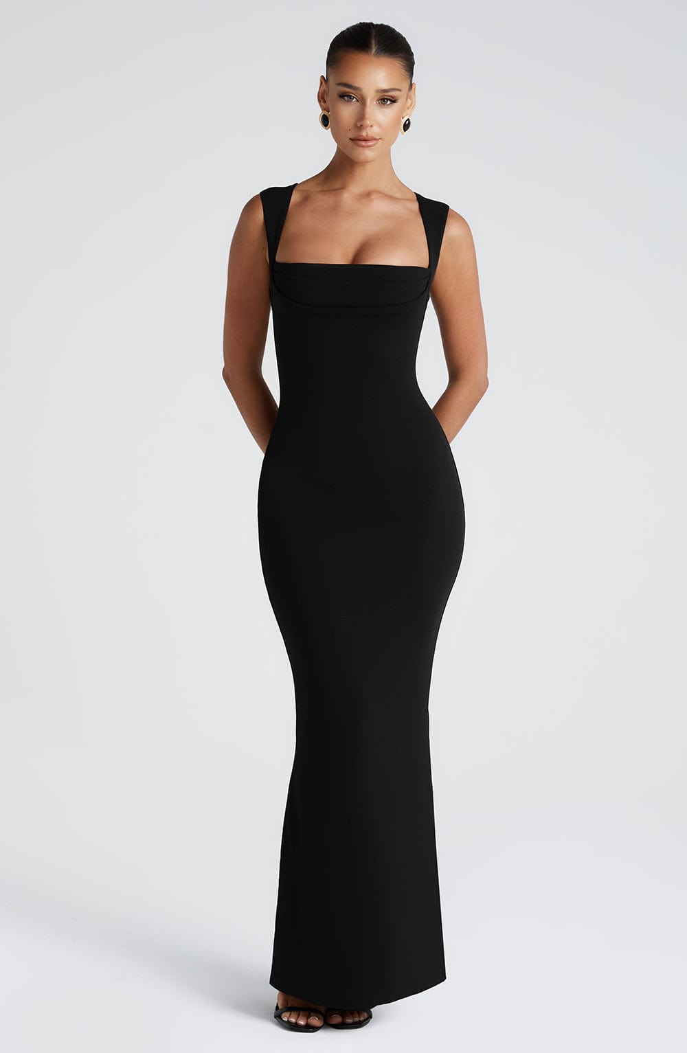Helena Satin Maxi Dress Black 7