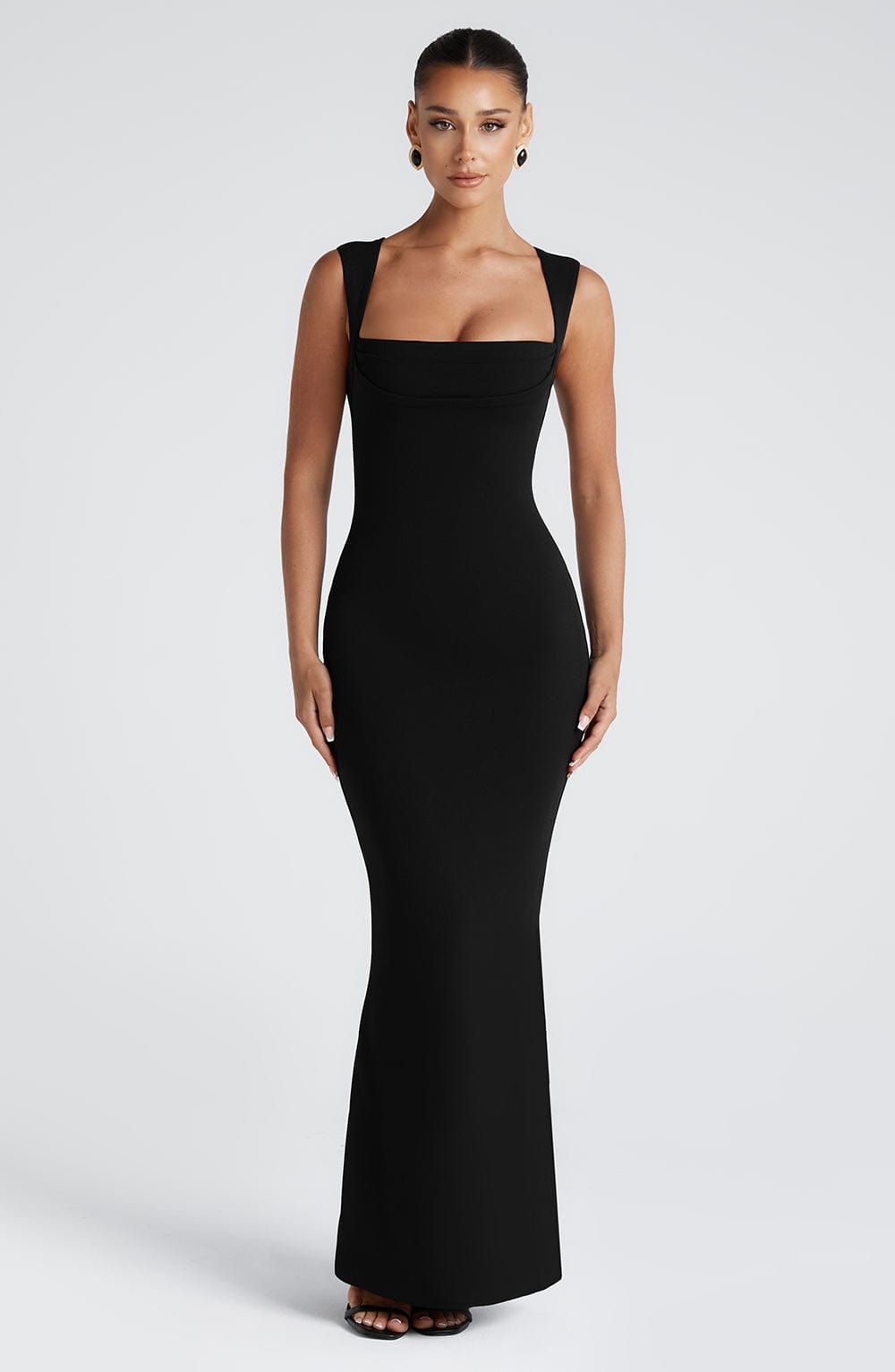 Helena Satin Maxi Dress Black 5