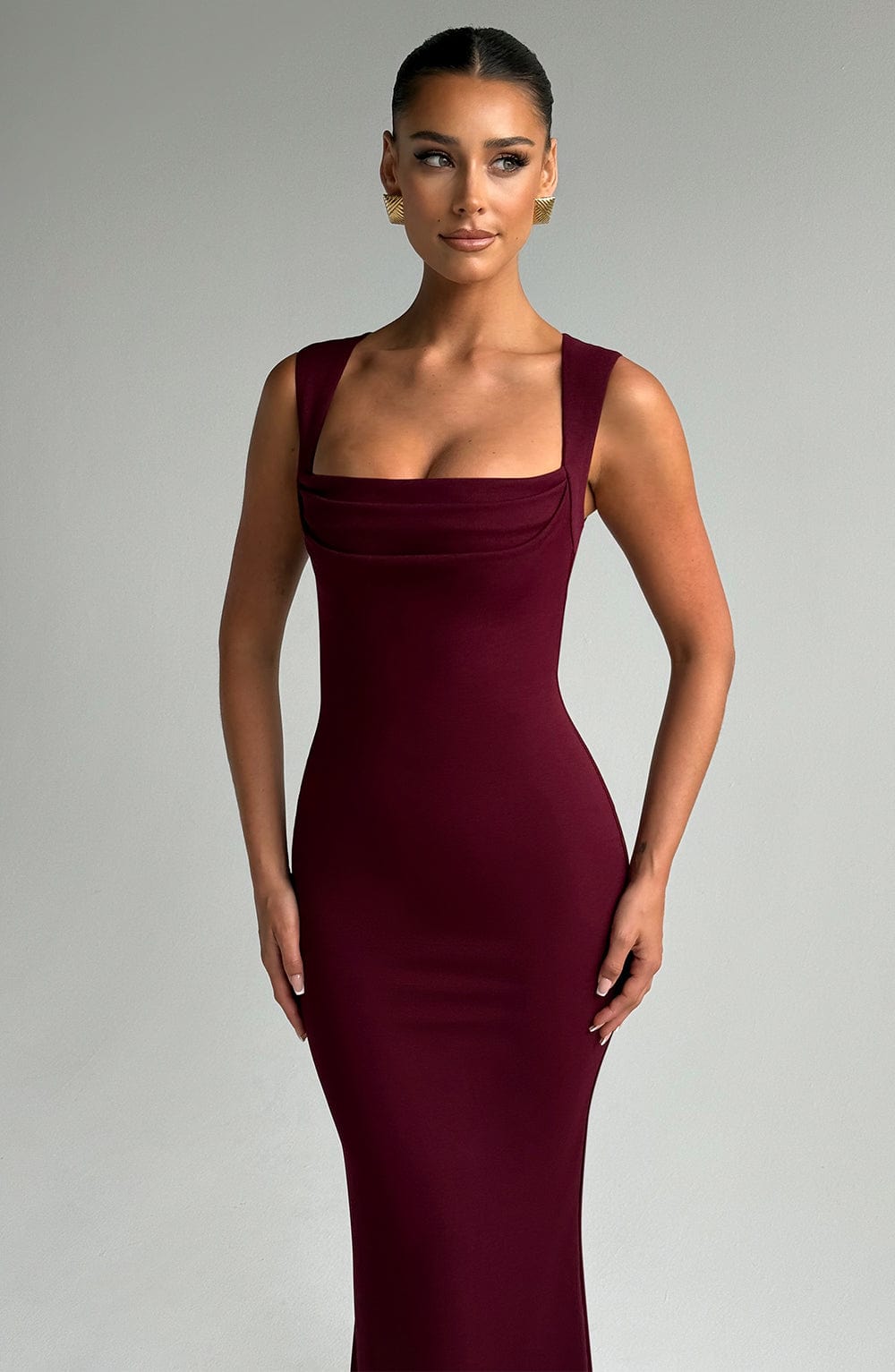 Helena Satin Maxi Dress Cherry Lacquer 2