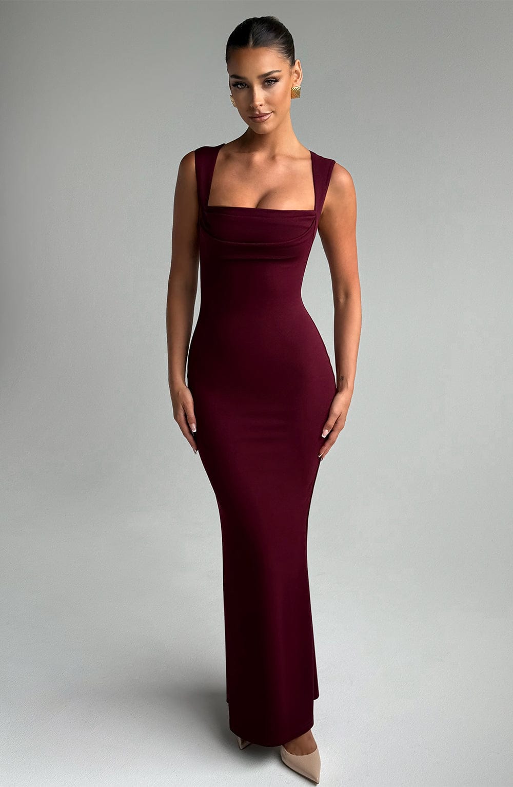 Helena Satin Maxi Dress Cherry Lacquer 1