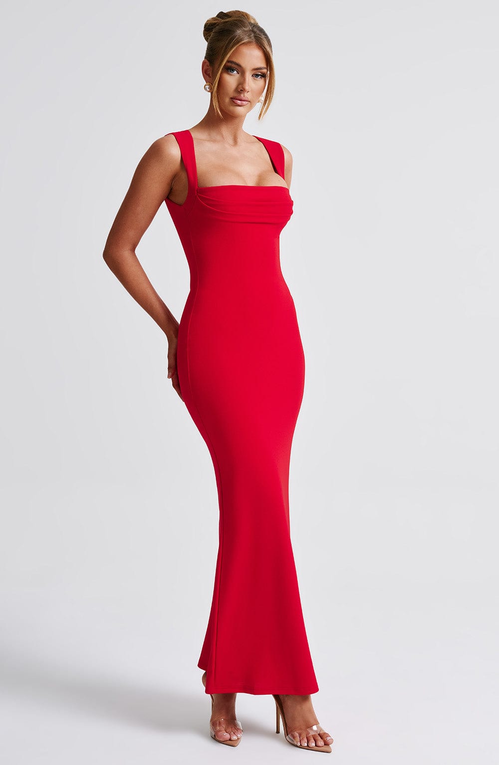 Helena Satin Maxi Dress Red 7