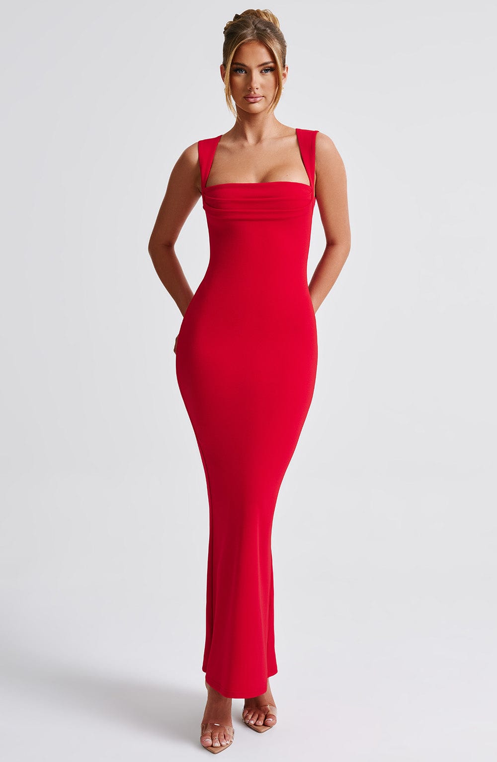 Helena Satin Maxi Dress Red 6