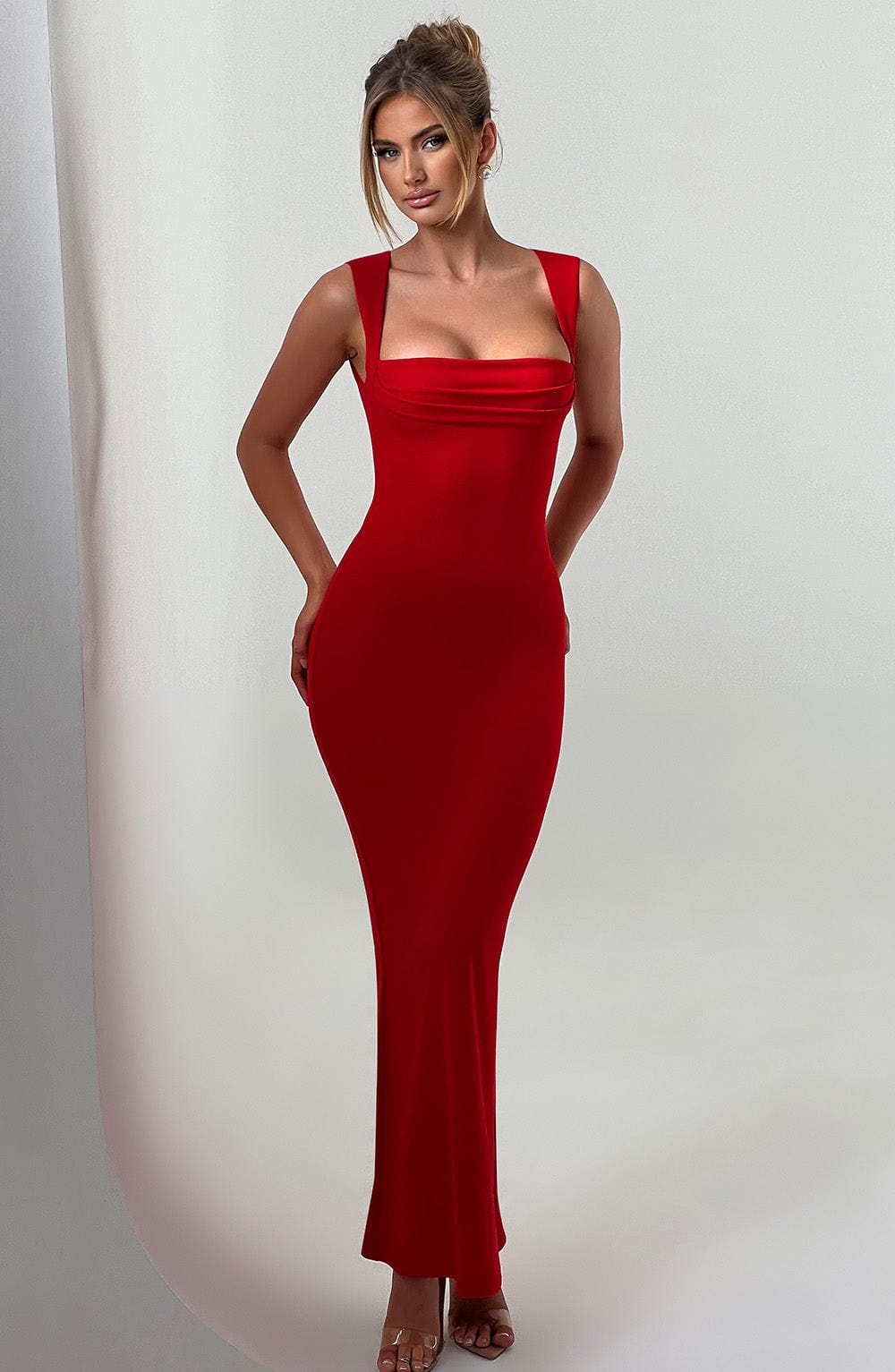 Helena Satin Maxi Dress Red 9