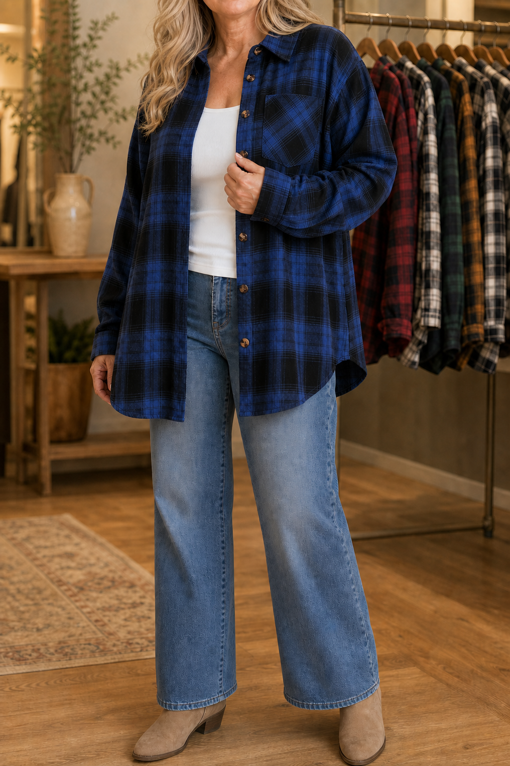 Edith Buffalo Plaid Shacket Red-Black Plaid 2