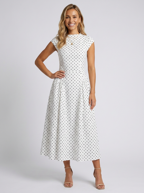 MARGOT MIDI DRESS White Polka Dot 1