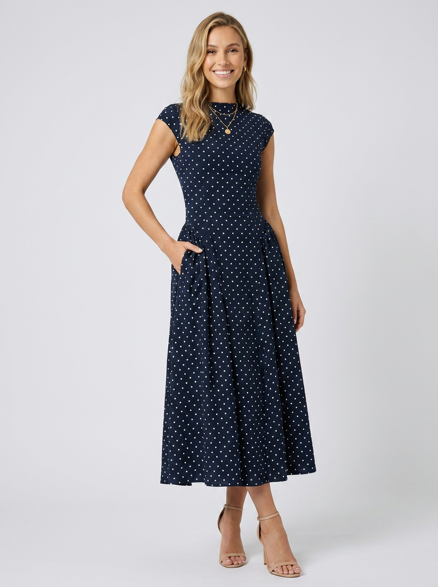 Navy Polka Dot back
