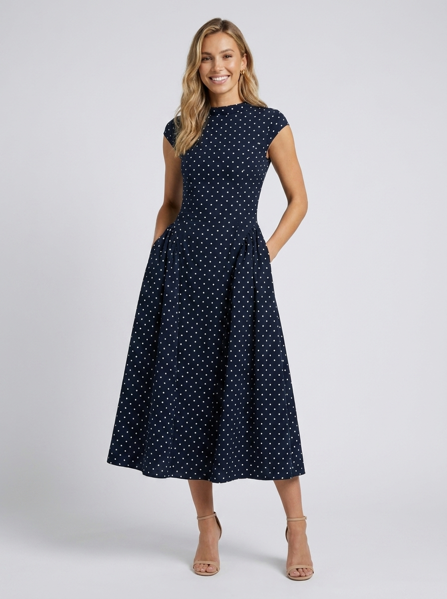 Navy Polka Dot side