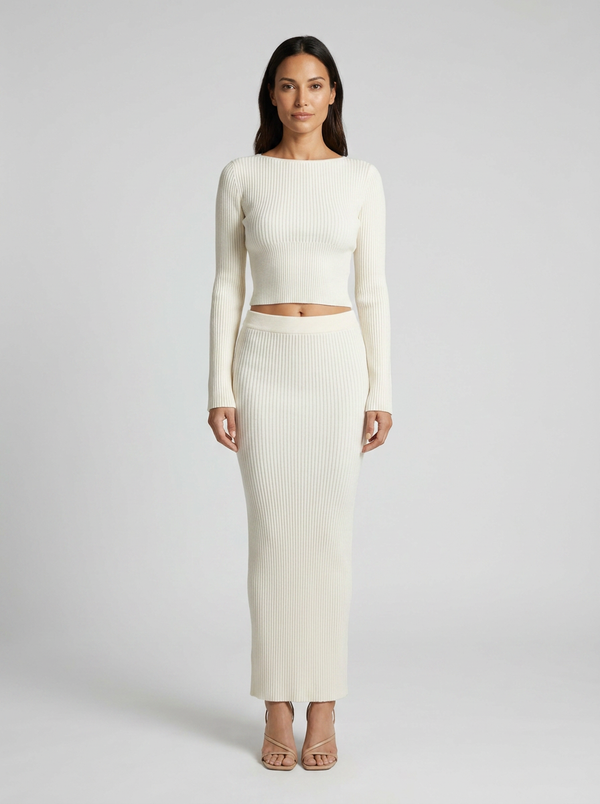ANISE RIBBED MAXI SKIRT SET