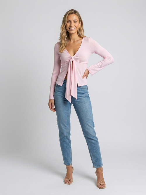 JESSALYN KNOT TIE TOP Pink 1