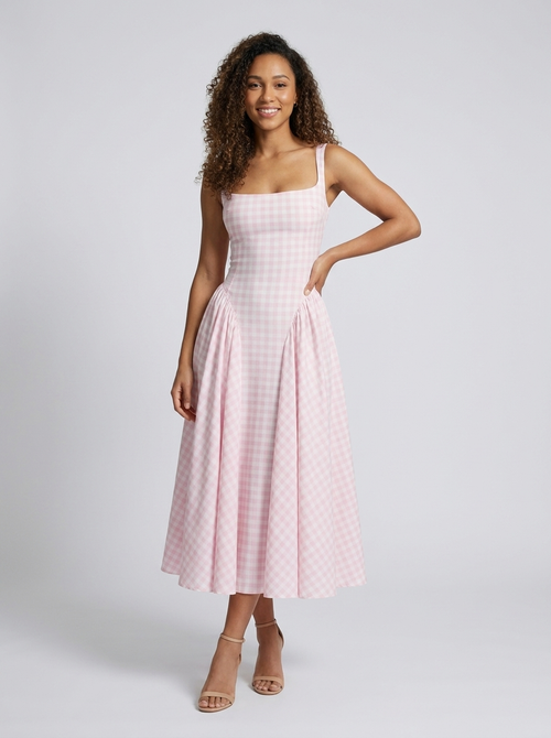 CHERY MIDI DRESS Blush Gingham 1