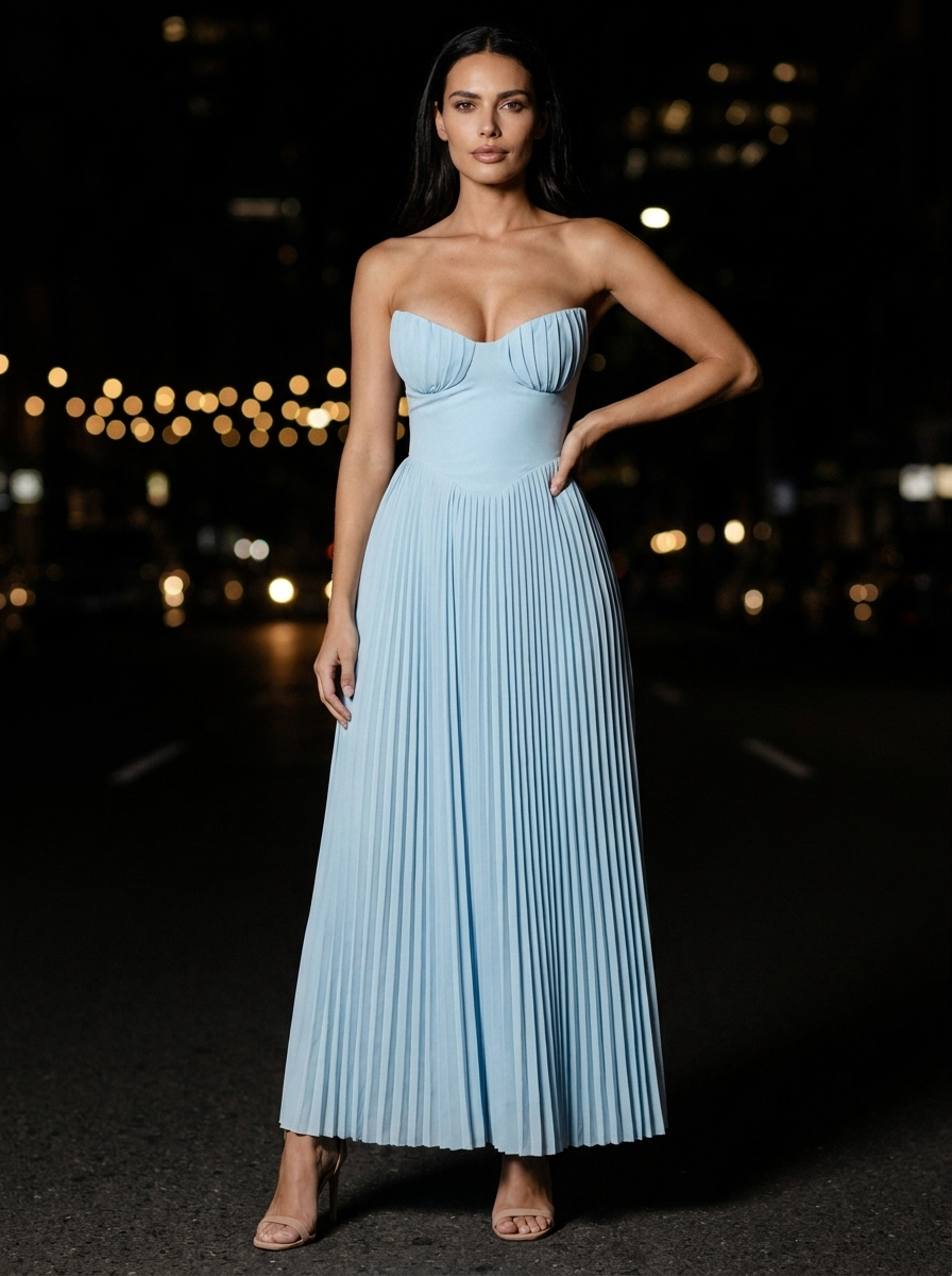 Jane Maxi Dress in Ocean Blue Ivory 7