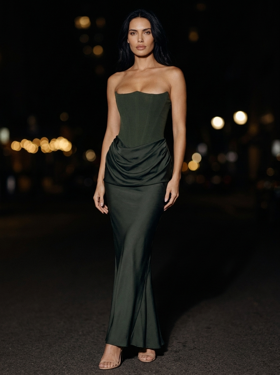 Kylie Satin Maxi Dress Brown 3