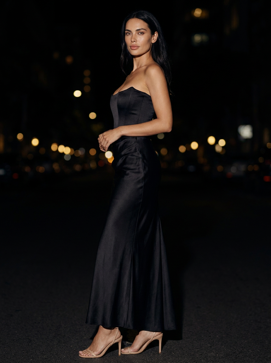 Kylie Satin Maxi Dress Ivory 8