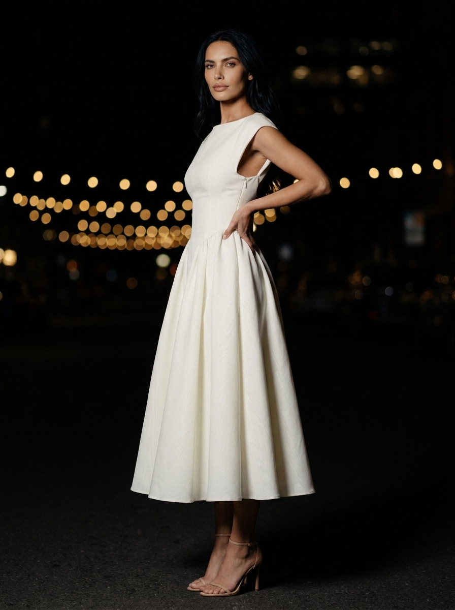 Camille Velvet Midi Dress in Ivory Beige Rosé 3