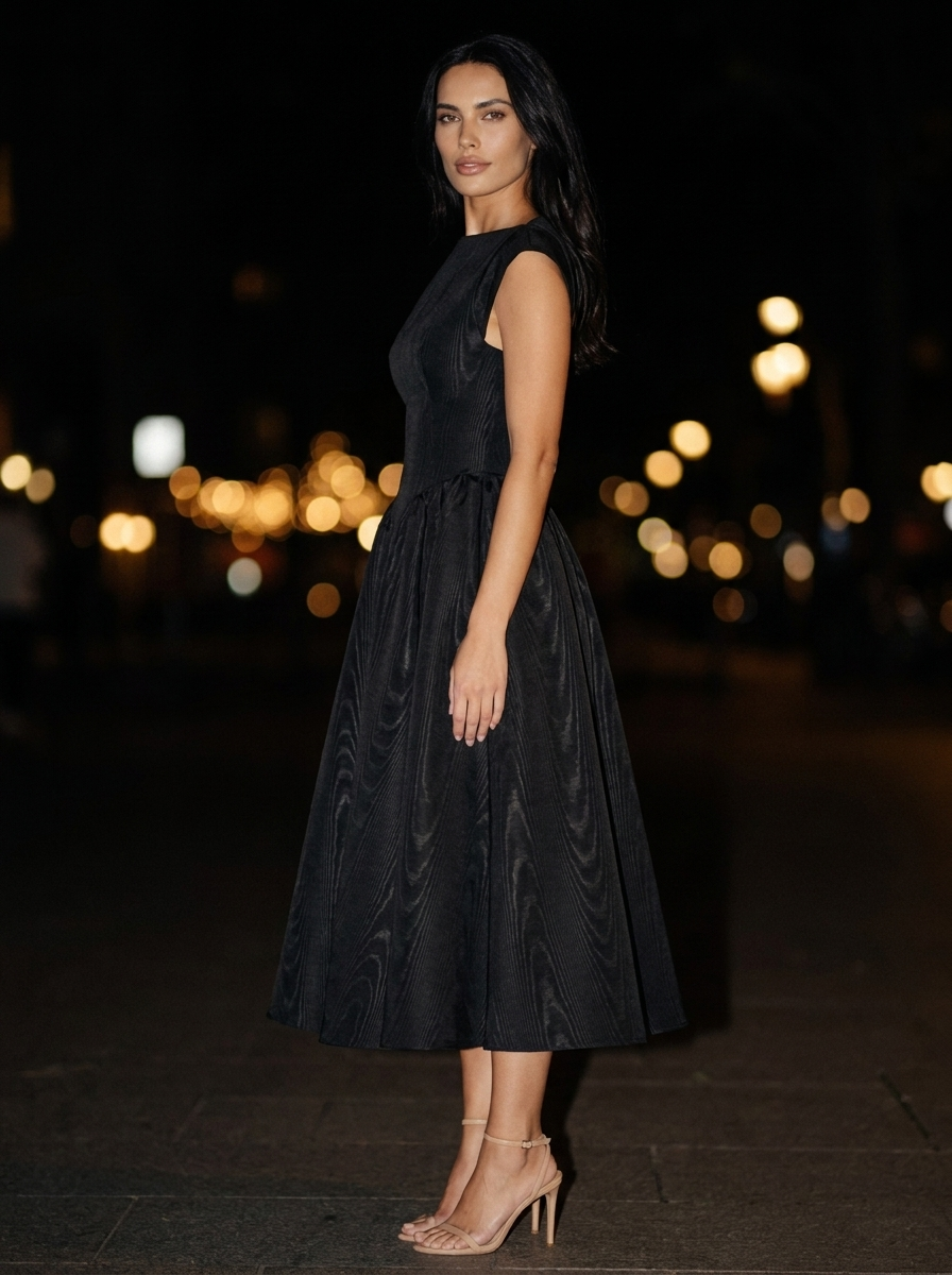 Camille Velvet Midi Dress in Ivory Beige Rosé 8