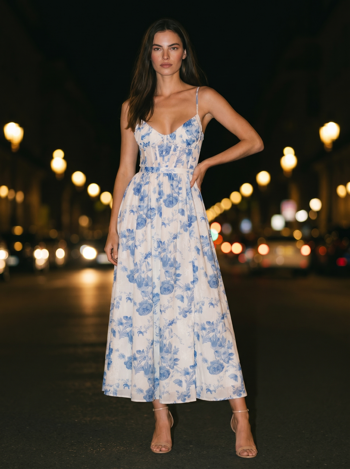 Amira Velvet Maxi Dress Powder Blue 34
