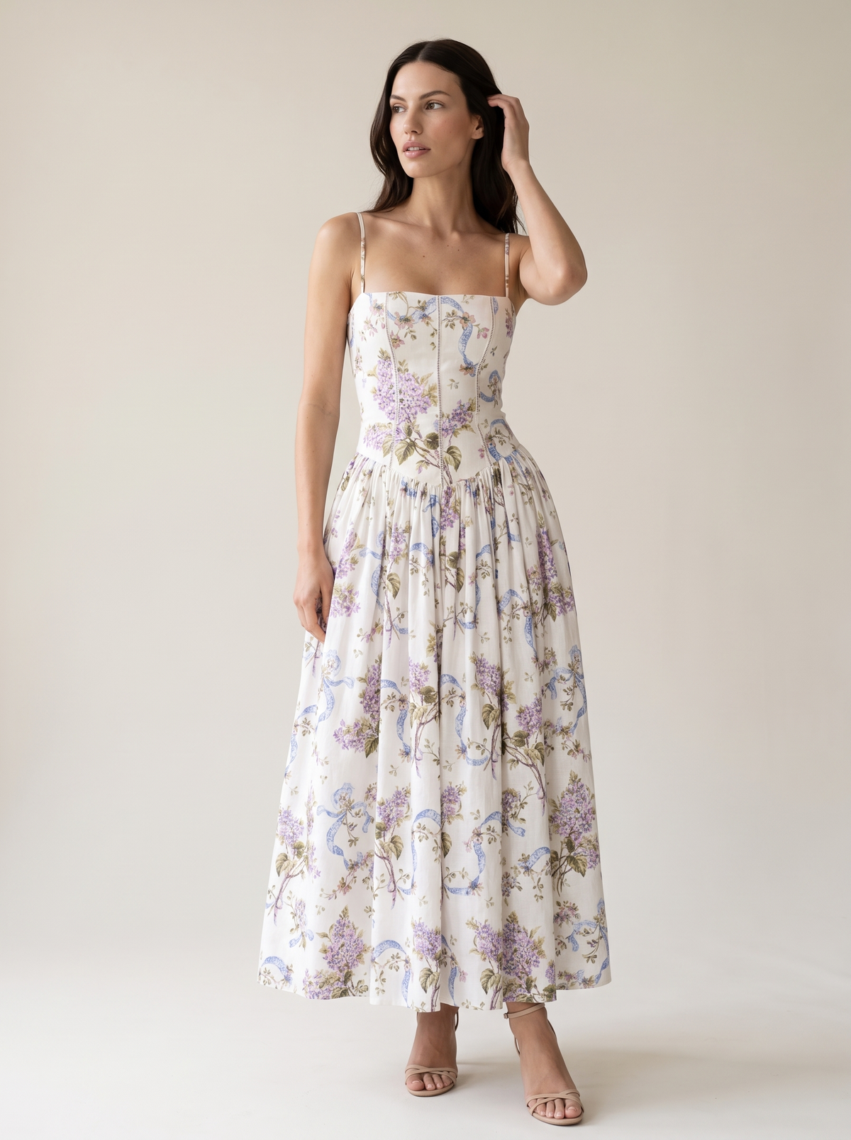 Isabelle Floral Maxi Dress in Garden Bloom Pearl White 4