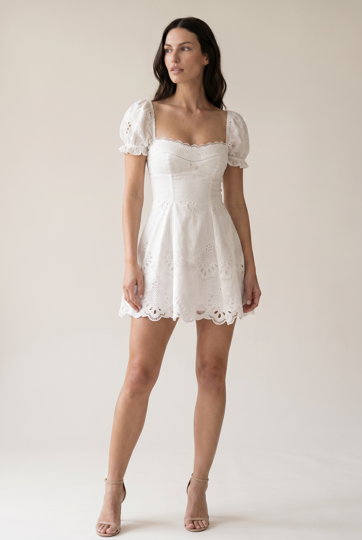 Sara Velvet Mini Dress White 4